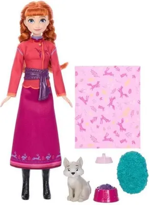 Immagine prodotto di Bambola Anna La regina delle nevi, cuccioli di lupo Set con 4 accessori, Disney Frozen, JFG17