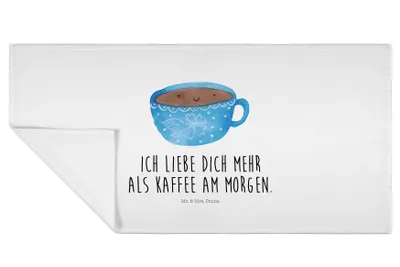 Produktbild von Mr. & Mrs. Panda Handtuch Kaffee Tasse - Weiß - Geschenk, Glücklich, Lustige Sprüche, gesichtstuch, 50x100, frottierhandtuch, Flauschtuch, Genuss, Liebe, Geschmack