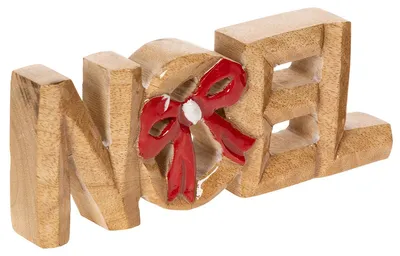 Produktbild von Festliche Weihnachtsdeko Schriftzug Noel aus Holz mit Schleifenakzent