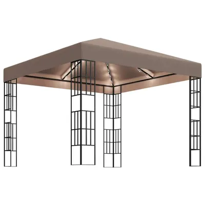 Produktbild von vidaXL Pavillon mit LED-Lichterkette 3x3 m Taupe