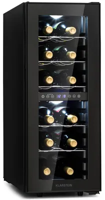 Obrázok produktu pre Klarstein vinotéka, slim, malá, 2-zóny, sklenené dvere, 5-18 °C, 12 fliaš