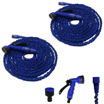 Produktbild von Flexibler Gartenschlauch Flexischlauch dehnbarer Wasserschlauch 2 x blau 22,5 m