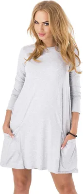 Produktbild von Mini - Kleid weit geschnitten Kleid mit Taschen; Grau Meliert/M/L 38/40