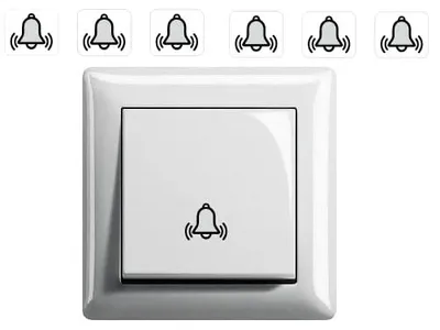 Schalteraufkleber-Set, 6 Stück, Klingelsymbol, 10 mm
