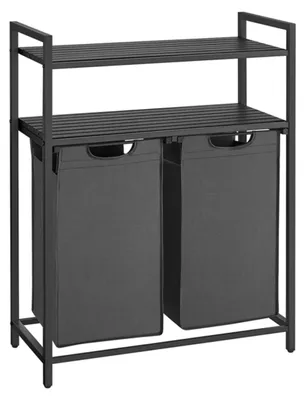 Immagine prodotto di VASAGLE Cesto per la biancheria 2x46l in metallo grigio industriale, 73 x 33 x 92 cm