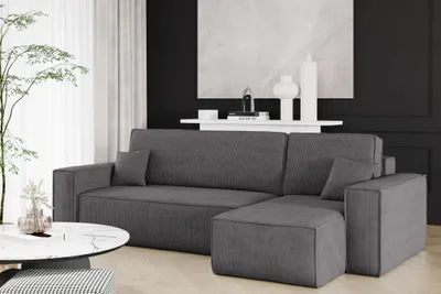 Produktbild von Ecksofa Schlafsofa Sofa MARIS Stoff Poso Anthrazit Ottomane Rechts