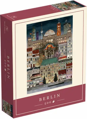 A puzzle box with a picture of Berlin at night.
