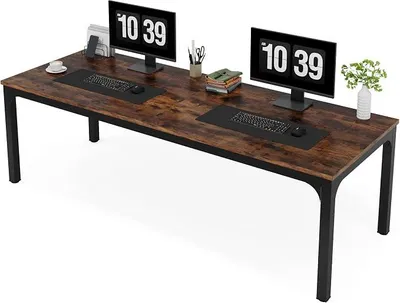 Image de Bureau de travail extra-large de 200 cm, conçu pour deux personnes, idéal pour un espace de travail à domicile