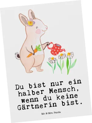 Produktbild von Mr. & Mrs. Panda Postkarte Gärtnerin Herz - Weiß - Geschenk, Gärtnerei, Grußkarte, Spruch, bildkarte, Gartenbau, Postkarten, Ansichtskarten, Lustig, Ansichtskarte