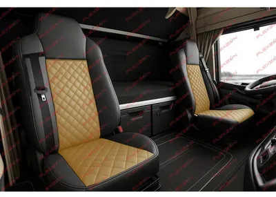 Immagine prodotto di Set completo di 2 coprisedili in Pelle finta per MAN TGX 2015–2020 – Beige-Nero