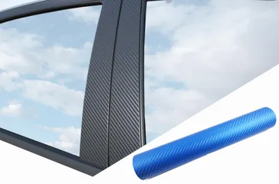 6x PREMIUM A B C Säule Tür Leisten Auto Folie Carbon Blau für viele Fahrzeuge – Produktansicht