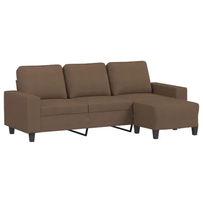 Obrázek produktu pro vidaXL Třímístná pohovka s taburetem hnědá 180 cm látka