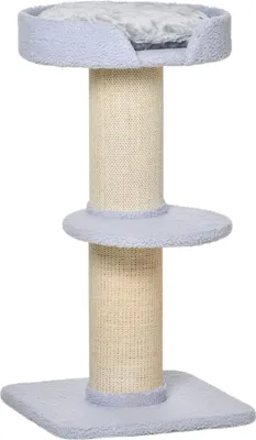 Produktbild von Kratzbaum, Belastbarkeit 30kg, Spielbaum mit Kratzstamm, Plattform, Sisal, Hellblau, 45x45x91cm