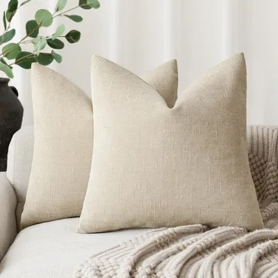 2er-Set Dekokissenbezüge, Chenille, 45x45 cm, beige
