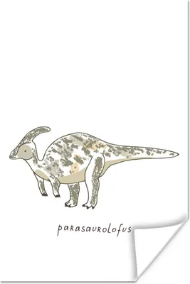 Produktbild von MuchoWow® Poster Kinderzimmer - Parasausolophus - Dinosaurier - Junge - Mädchen - Kind 60x90 cm - Wanddekoration
