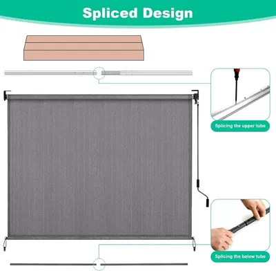 Immagine prodotto di Tenda da sole verticale - Tenda avvolgibile per esterni - Protezione solare per terrazza e balcone - Schermo privacy - Tessuto HDPE impermeabile - 120x180 cm - Grigio scuro