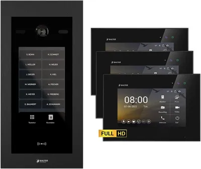 Produktbild von BALTER EVO HD Touch 7 Schwarz/Schwarz 3x7" Video Türsprechanlage Set bis zu 1000 Familienhaus