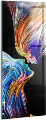 Produktbild von Designer Glasbild - Wandbild - Glas Bild - 50x125 cm - Abstrakte Bunte Menschliche Gesichter