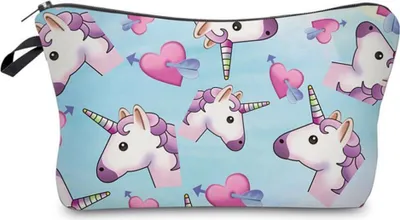 Produktbild von Oblique Unique Einhorn Kosmetiktasche Einhörner Kulturbeutel Beutel Federmappe - blau