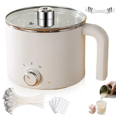 Wachsschmelzkanne 1,8 l, elektrisch, für Kerzen-DIY, weiß