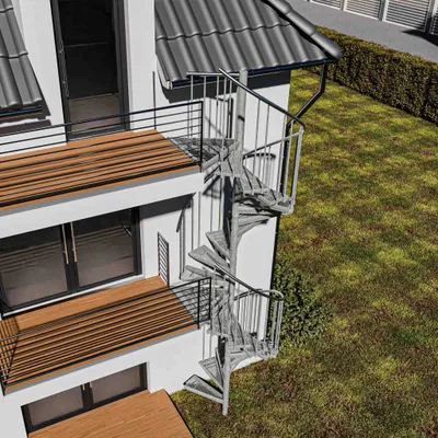 Produktbild von Spindeltreppe Ø 180 cm | Höhen: 468-584 cm | Ausstattung Premium | Stahlstufe