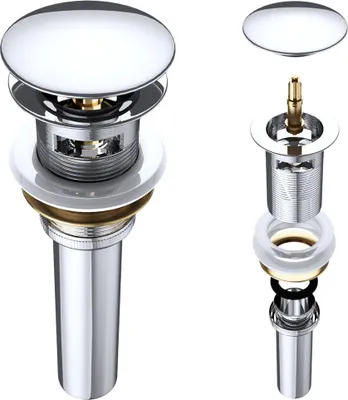 Produktbild von Mai & Mai Ablaufgarnitur Waschbeckenstöpsel Push Up PU04 mit Überlauffunktion Durchmesser: 6,7cm Fingerdruck-Öffnungsfunktion