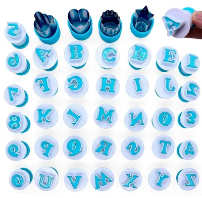 Produktbild von 40-teiliges Fondant-Buchstabenform-Set, Großbuchstaben und Zahlen, wiederverwendbares Ausstechformen-Set für Zuckerkekse, Kuchen und andere n.