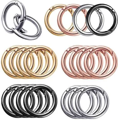 Produktbild von 20 Stück runde Karabinerhaken, runde Karabinerringe, Schlüsselanhänger, klein, zum Basteln, Taschenzubehör, Schlüsselanhänger, Selbst-Handwerk, 28 mm