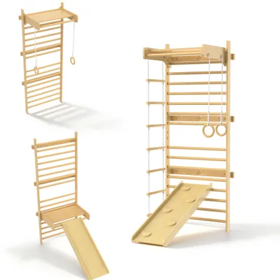 Image de Panneau mural en bois QEENTOE, comprenant une structure d'escalade et un mur d'entraînement, avec accessoires de montage, idéal pour les enfants et les adultes, dimensions : 215 x 82 x 6 cm