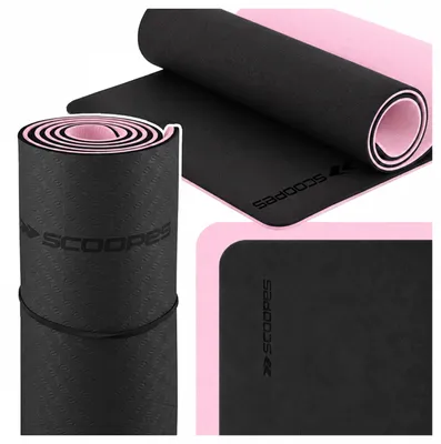 Produktbild von Gymnastikmatte Fitnessmatte Training 10 mm 183x61 cm rutschfest Yoga Pilates Stretching mit Tragegurt Pink/Schwarz