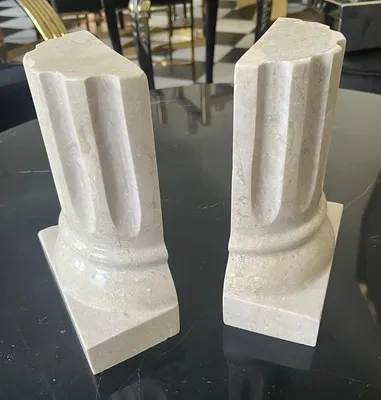 Obrázok produktu pre Casa Padrino mramorové stojany na knihy sada barokové stĺpy krémová v. 21 cm