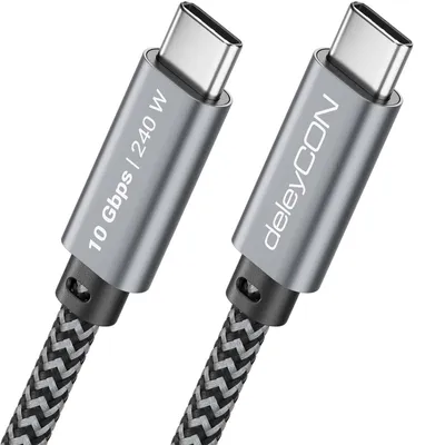 Produktbild von deleyCON 0,5m USB-C Kabel 240W 10 Gbps USB 3.2 Gen2 PD 3.1