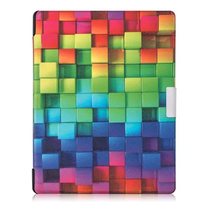 Produktbild von kwmobile Klapphülle kompatibel mit Kobo Aura Edition 1 Hülle - eReader Case - Regenbogen Würfel Mehrfarbig Grün Blau