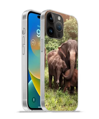 Produktbild von MuchoWow® Handyhülle Schutzhülle Hülle für Apple iPhone 14 Pro - Softcase Elefant - Tiere - Wald - Gras - Grün Silikon Softcase Handy Hülle - Umschlag