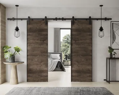 Produktbild von Schiebetür ALDER DUO mit Türdämpfer 212 cm Dunkel Esche