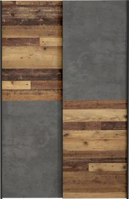 Produktbild von Kleiderschrank >OZZULA< Old – Wood Vintage  / Betonoptik grau - 120x190,5x41,6cm (B/H/T)