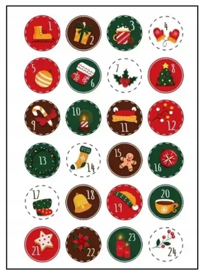 Produktbild von Adventskalender Aufkleber Mix 24 Stück Weihnachten BN-299