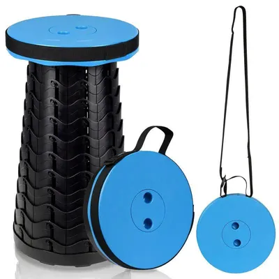 Produktbild von Tragbarer Klapphocker, Tragbarer Klappstuhl, Einziehbarer Klapphocker, maximale Traglast 180 kg, für Camping, Garten, Angeln, Wandern, Reisen, Grillen