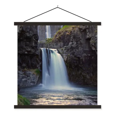 Produktbild von MuchoWow® Textilposter Wasserfall - Wasser - Felsen 40x40 cm mit schwarzem Rahmen - Fotos