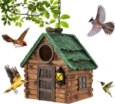 Image de Nichoir – À suspendre – Résistant aux intempéries – En pierre – Nichoir pour oiseaux – Décoration de jardin