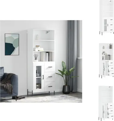Immagine prodotto di vidaXL Credenza bianca 69,5x34x180 cm Materiale a base di legno - Credenze