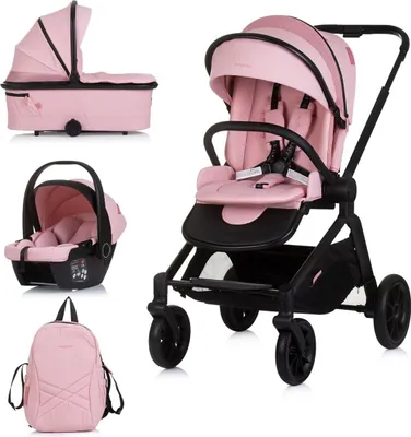 Produktbild von Chipolino Kombikinderwagen Magnum 3 in 1 Babywanne Sportsitz i-Size Babyschale rosa