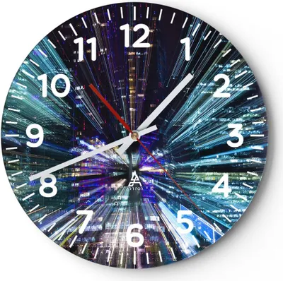 Produktbild von Wanduhr - Rund - Glasuhr - Abstraktion modern - 30x30cm - Schleichendes Uhrwerk - Lautlos - zum Aufhängen bereit - Dekoration Modern - Wanddekoration aus Glas - C4AR30x30-4044