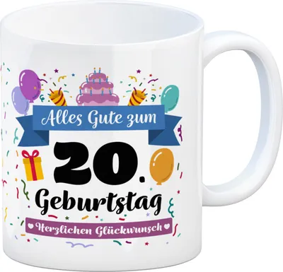 Produktbild von 20. Geburtstag Kaffeebecher mit lustigem Spruch: Alles Gute
