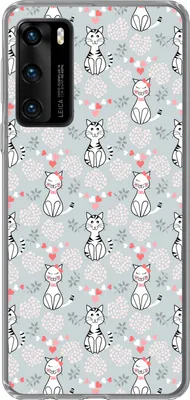 Produktbild von MuchoWow® Handyhülle Schutzhülle Hülle für Telefoonhoesje Huawei P40 Muster - Katze - Herz - Mädchen - Kinder - Mädchen Silikon Softcase Handy Hülle - Handytasche
