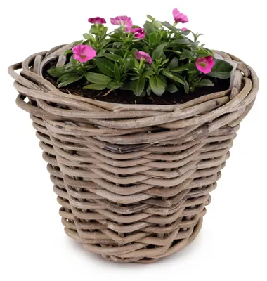 Immagine prodotto di Fioriera in rattan come vaso per piante alto e rotondo di 30 x 23 cm