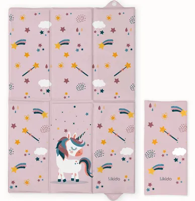 Produktbild von Kikido Baby Wickelunterlage unterwegs 40x60 cm - Weiche Reise waschbar für den Windelwechsel - Einhorn