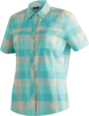 Produktbild von Maier Sports Damen Kendra Kurzarmbluse turquoise check 36
