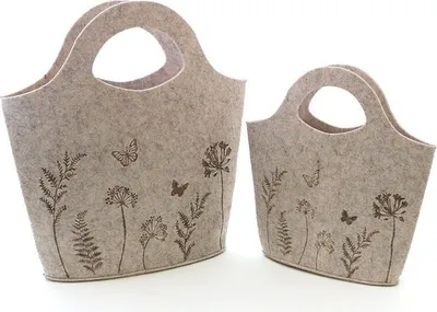 Produktbild von Tasche Pflanztasche Filz natur Wildblume 2erSet Pflanzgefäß H27+35cm Dekoration