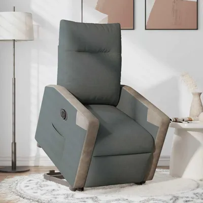 Image de vidaXL Fauteuil relax avec releveur électrique Tissu gris foncé